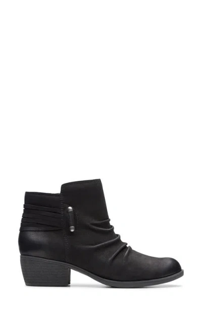 Clarks Charlten Rosa Leather Bootie In Black Nubuck