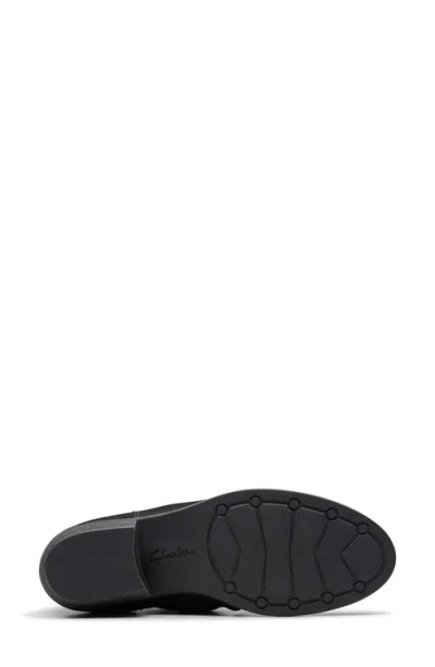 Clarks Charlten Rosa Leather Bootie In Black Nubuck