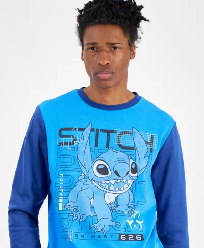 Hybrid Men's Lilo & Stitch Experiment 626 Regular-fit Printed Fleece Sweatshirt In Blue