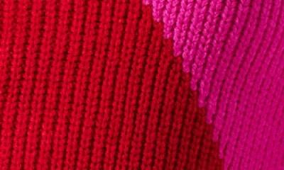 Astr The Label Two-tone Twist Sweater In Red Pink Contrast
