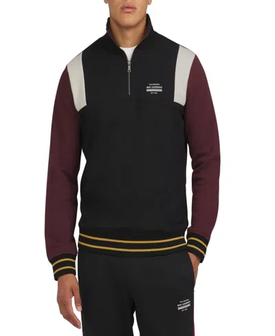 Ben Sherman Overhead Colorblock Quarter Zip In Black