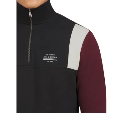 Ben Sherman Overhead Colorblock Quarter Zip In Black
