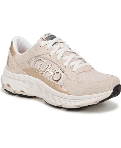 Ryka Women's Devotion X Max Classic Walking Sneakers In Tapioca Beige Mesh,suede,faux Leather