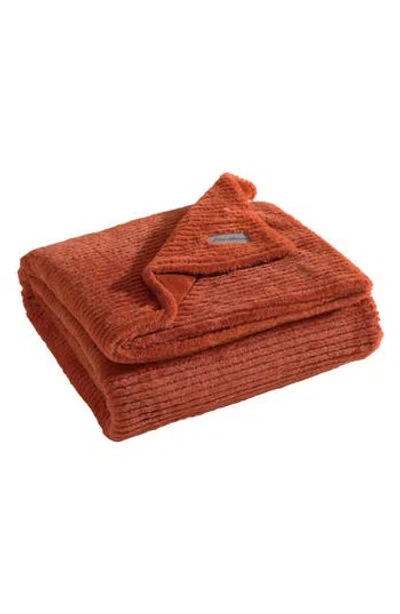 Eddie Bauer Rib Knit Throw Blanket In Dark Orange