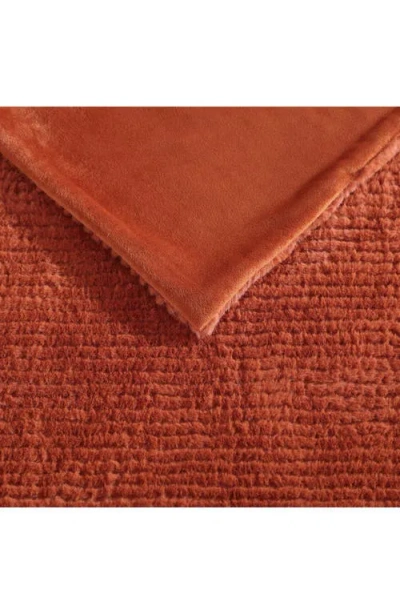 Eddie Bauer Rib Knit Throw Blanket In Dark Orange