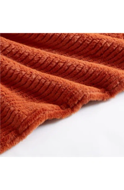 Eddie Bauer Rib Knit Throw Blanket In Dark Orange