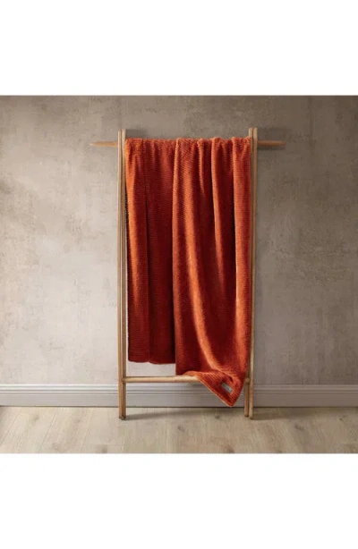Eddie Bauer Rib Knit Throw Blanket In Dark Orange