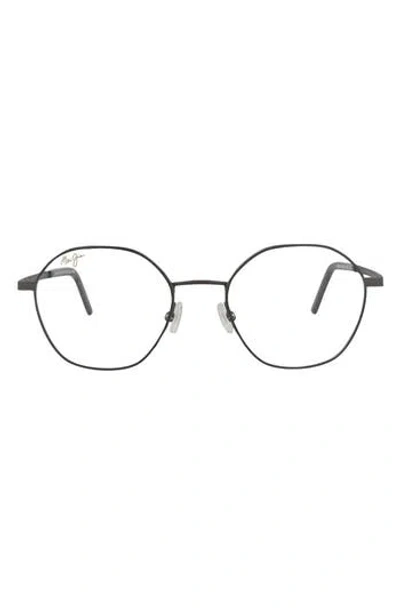 Maui Jim Round-frame Stainless Steel Optical Frames In Gunmetal Transparent