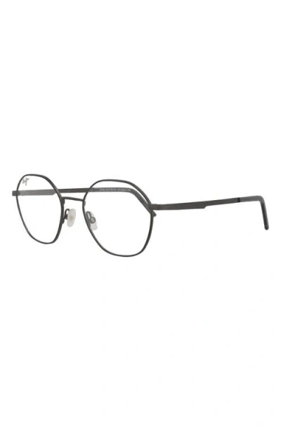 Maui Jim Round-frame Stainless Steel Optical Frames In Gunmetal Transparent