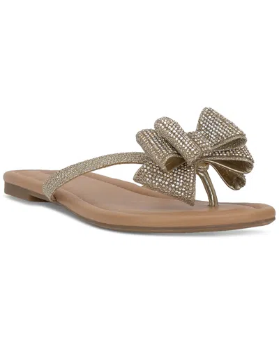 Inc International Concepts Women's Mabae Bow Flat Sandals, Created For Macy's In Gold Bling