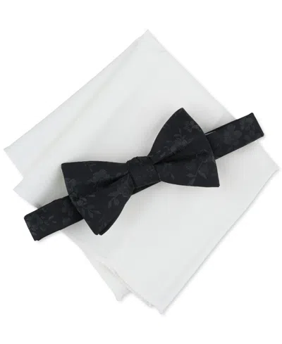 Bar Iii Men's Apollo Paisley Bow Tie & Solid Pocket Square Set, Created For Macy's In Black