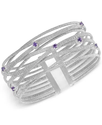 Macy's Swiss Blue Topaz Multi-row Cuff Bracelet (3/4 Ct. T.w.) In Sterling Silver (also In Amethyst & Garne In Amethyst