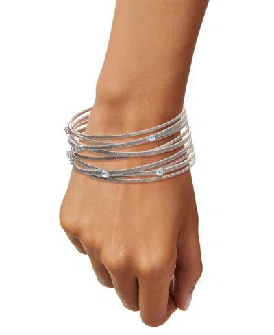 Macy's Swiss Blue Topaz Multi-row Cuff Bracelet (3/4 Ct. T.w.) In Sterling Silver (also In Amethyst & Garne In Amethyst