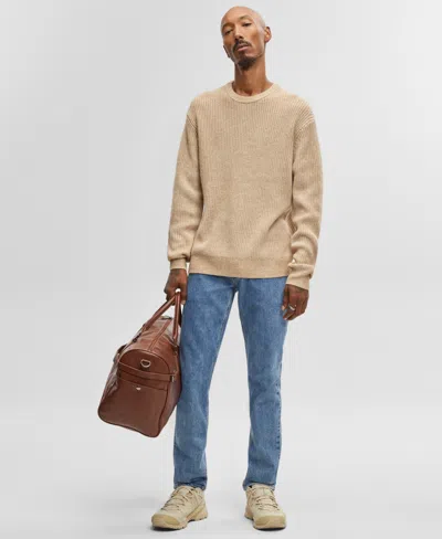 Mode Of One Men's Long-sleeve Relaxed Crewneck Sweater, Created For Macy's In Tannin