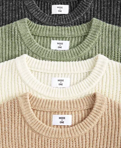 Mode Of One Men's Long-sleeve Relaxed Crewneck Sweater, Created For Macy's In Tannin
