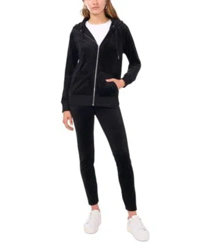 Vince Camuto Womens Velour Zip Hoodie Straight Leg Pants In Rich Black