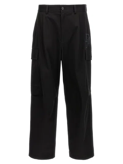 Shop Dolce & Gabbana Logo Embroidered Straight Leg Pants In Black