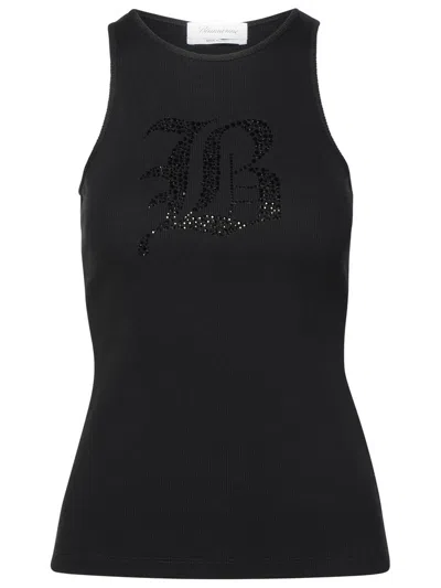 Shop Blumarine Logo Embellished Ribbed In Black