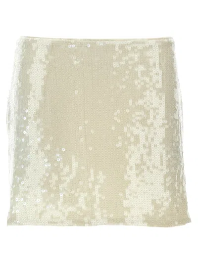 Shop Rotate Birger Christensen Rotate Birger Chirstensen Egret Sequin Embellished Mini Skirt In White