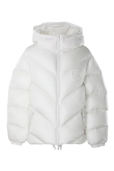 Shop Elisabetta Franchi Oversized Down Jacket In White