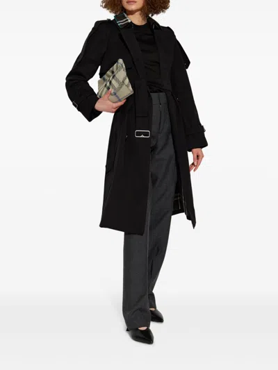Burberry Detachable-collar Trench Coat In Black