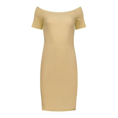 Conquista Women's Neutrals Off-shoulder Ribbed Dress - Beige, One Size In Beige