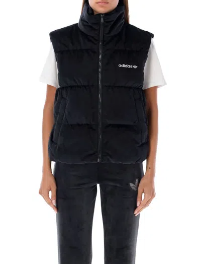 Shop Adidas Originals Regen Velvet Down Vest In Black