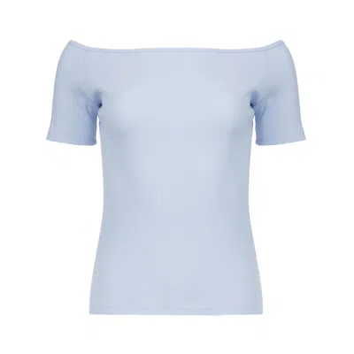 Conquista Women's Soft Blue Off-shoulder Cotton-elastane Top In Blue