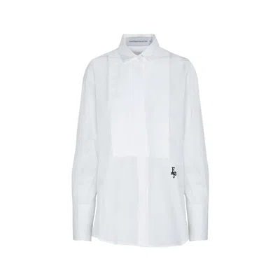 The Extreme Collection Women's Organic Cotton Classic Pintucked White Shirt Eleanor In White