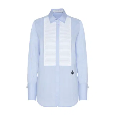 The Extreme Collection Women's Blue Cotton Pintuck Shirt Constanza In Blue