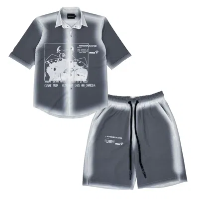 Mysimplicated Women's Black / White / Grey Short Sleeve Shirt And Bermuda Set With Laos Design - Recycled Fabric W In Black/white/grey
