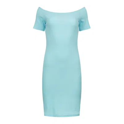 Conquista Women's Off-shoulder Ribbed Dress - Aqua Blue, One Size In Blue
