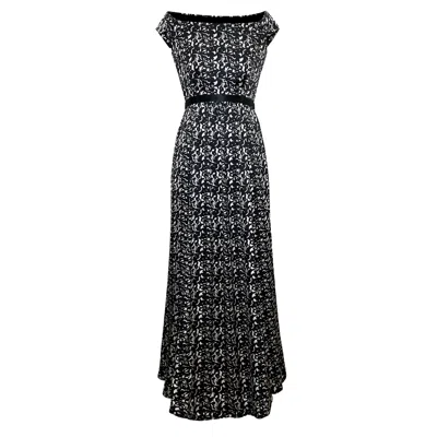 Alie Street London Women's Black / Neutrals Margo Off The Shoulder Gown In Monochrome Flourish In Black