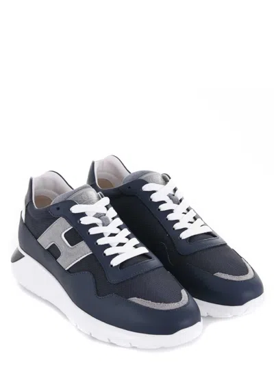 Hogan 3 Blue Leather Blend Sneakers In Blue