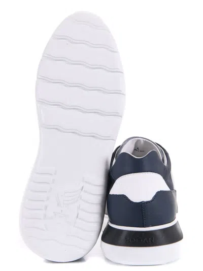 Hogan 3 Blue Leather Blend Sneakers In Blue