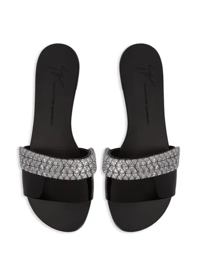 Giuseppe Zanotti Roll Satin Sandal In 黑色