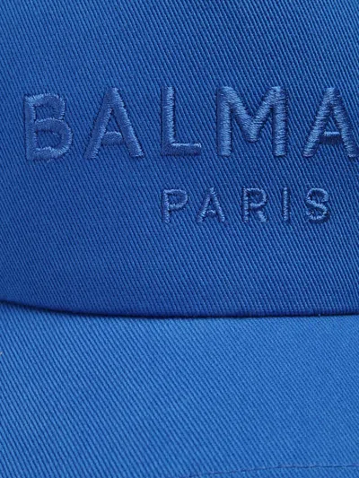 Shop Balmain Logo-embroidered Cap In 蓝色