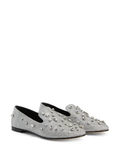 Giuseppe Zanotti Dalila Bijoux Glitter Loafers In 银色