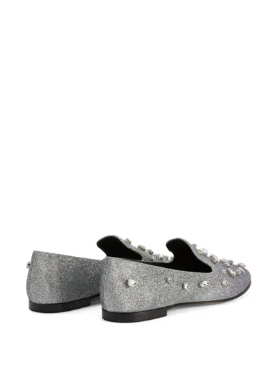 Giuseppe Zanotti Dalila Bijoux Glitter Loafers In 银色