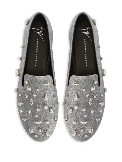 Giuseppe Zanotti Dalila Bijoux Glitter Loafers In 银色