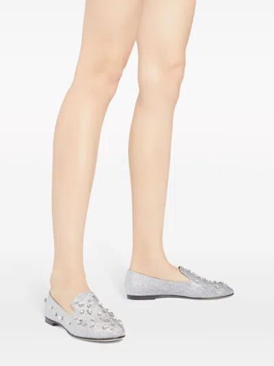Giuseppe Zanotti Dalila Bijoux Glitter Loafers In 银色