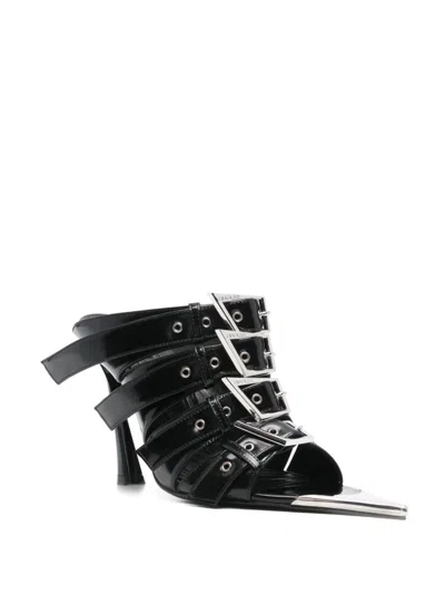 Mugler 100mm Buckle-detailed Sandals In 黑色