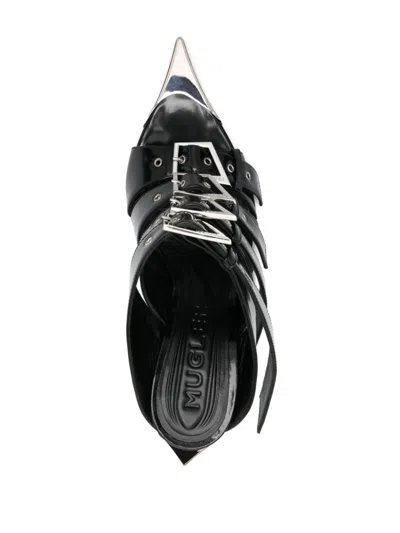 Mugler 100mm Buckle-detailed Sandals In 黑色