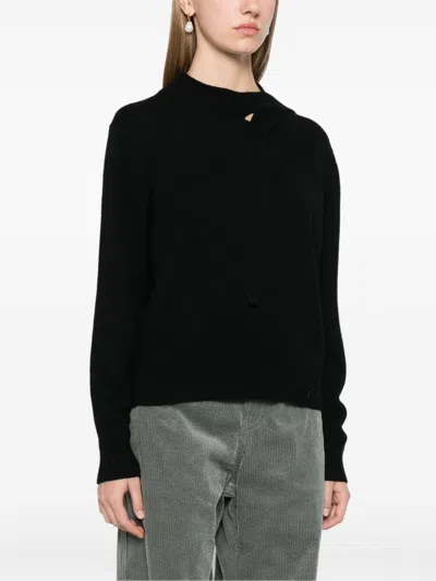 Shop Margaret Howell Tie-neck Sweater In 黑色