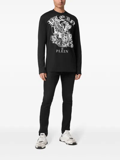 Shop Philipp Plein Logo-print Cotton T-shirt In 黑色