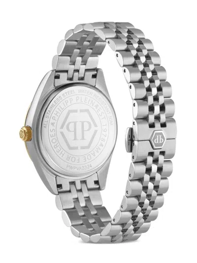 Philipp Plein Date Superlative Crystal Watch In 白色