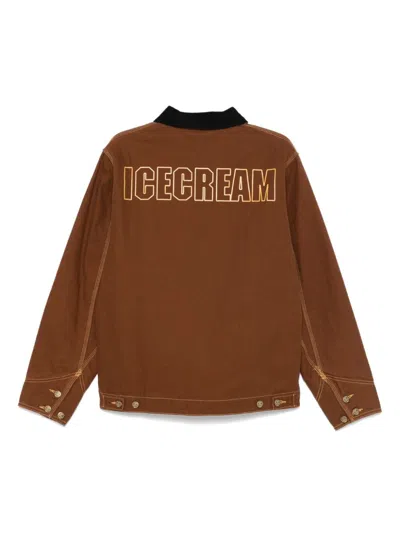Icecream Canvas Workwear Jacket In 褐色