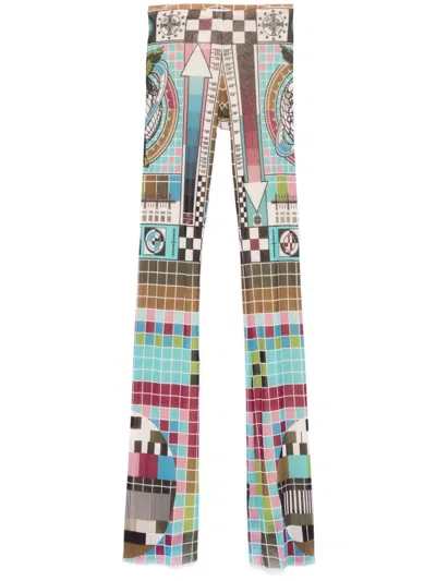 Jean Paul Gaultier Multicolor Printed Casual Pants In 蓝色