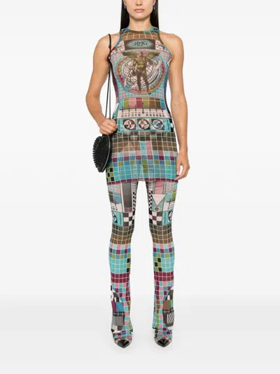 Jean Paul Gaultier Multicolor Printed Casual Pants In 蓝色