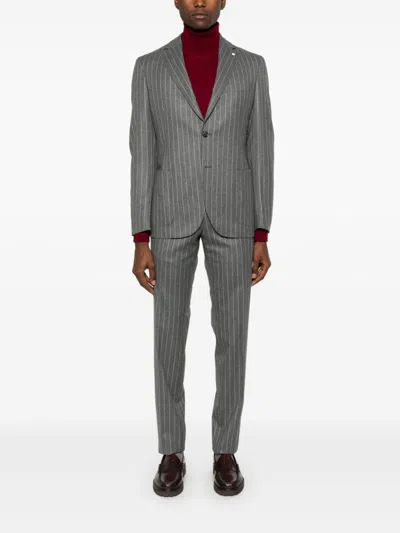 Luigi Bianchi Mantova Pinstriped Suit In 灰色